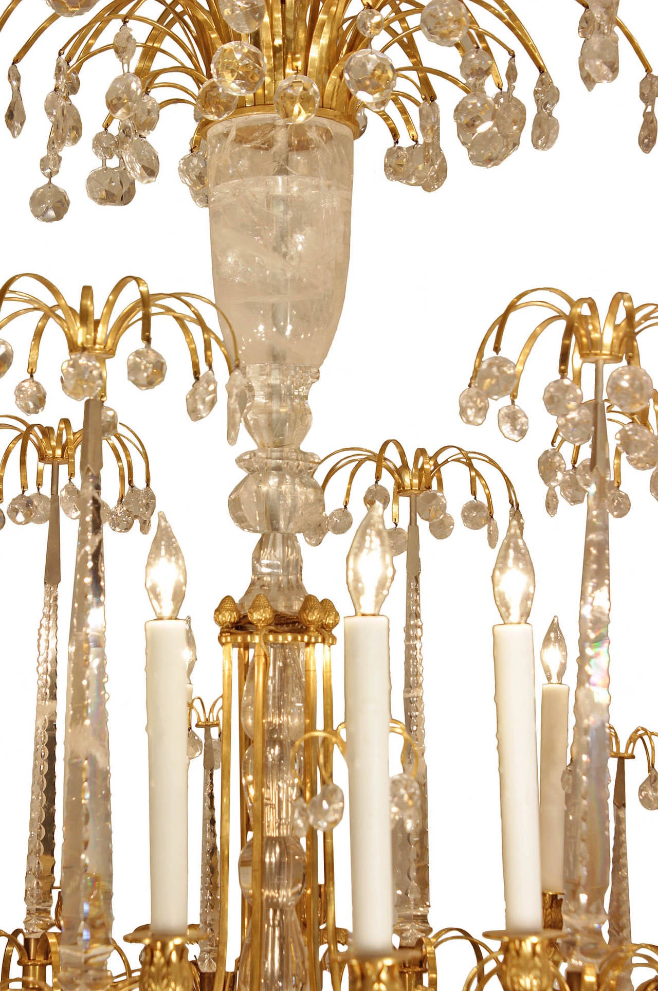 19th Century Russian Imperial Neo-Classical Style Ormolu and Rock Crystal Chandelier