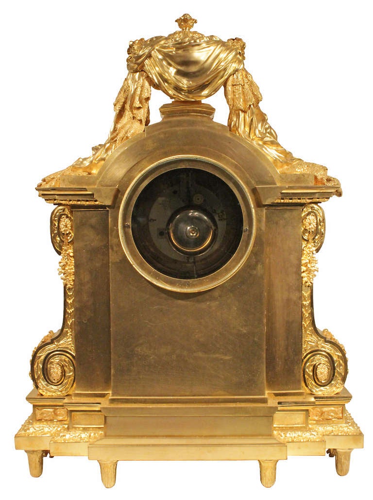 A High Quality French 19th Century Louis XVI Style Century Ormolu Clock In Excellent Condition In West Palm Beach, FL