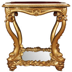 Italian 19th Century Giltwood and Marble Table