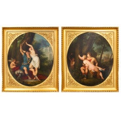 Antique 18th Century Italian Paintings by Teodoro Matteini of Angelica and Medoro