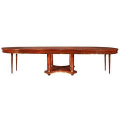 Antique French 19th Century Empire Neoclassical Style Burl Walnut, Ormolu Dining Table