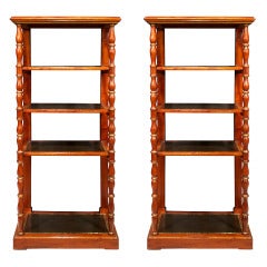 Antique Pair of English 19th Century Regency Style Mahogany Bookshelves with Gilt Accents