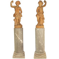 A Pair of Large Scale French Mid 18th Century Terracotta Statues