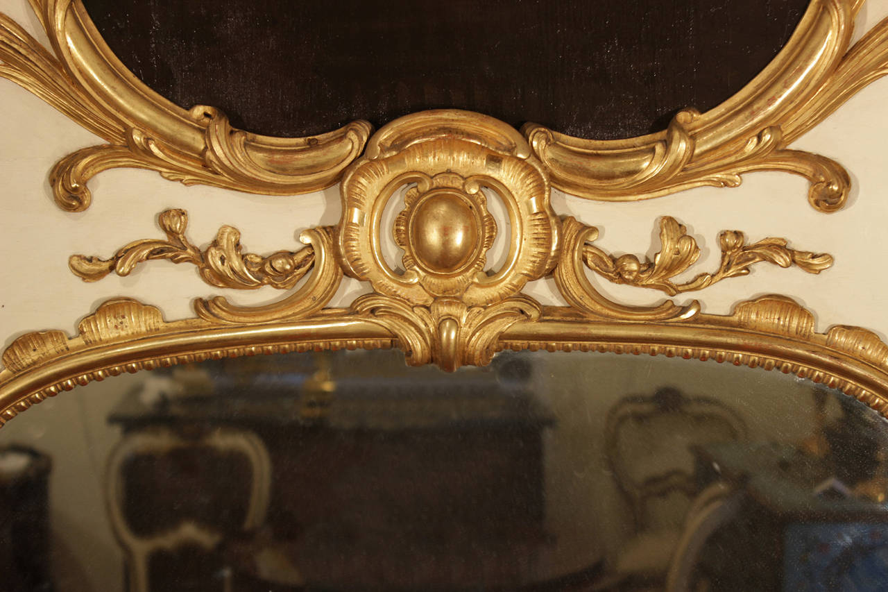 Pair of French 19th Century Louis XV Style Patinated and Giltwood Trumeaux 1