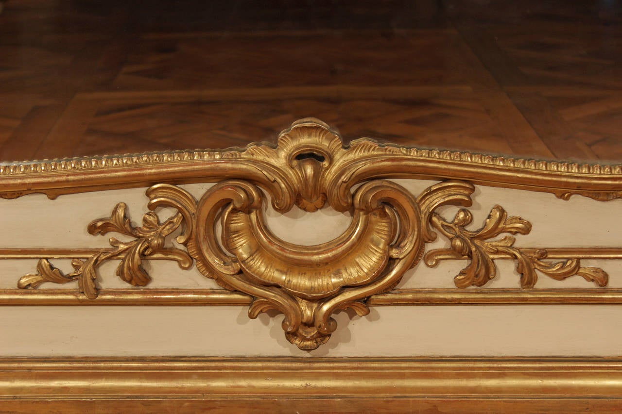 Pair of French 19th Century Louis XV Style Patinated and Giltwood Trumeaux 2