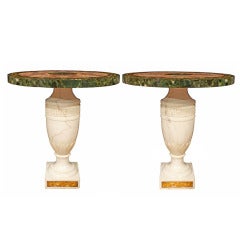 Pair of Italian Mid 19th Century Neoclassical Style Specimen Marble Side Tables