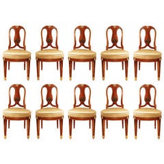 Set of Ten French 19th Century Louis XVI Style Mahogany Dining Chairs 10