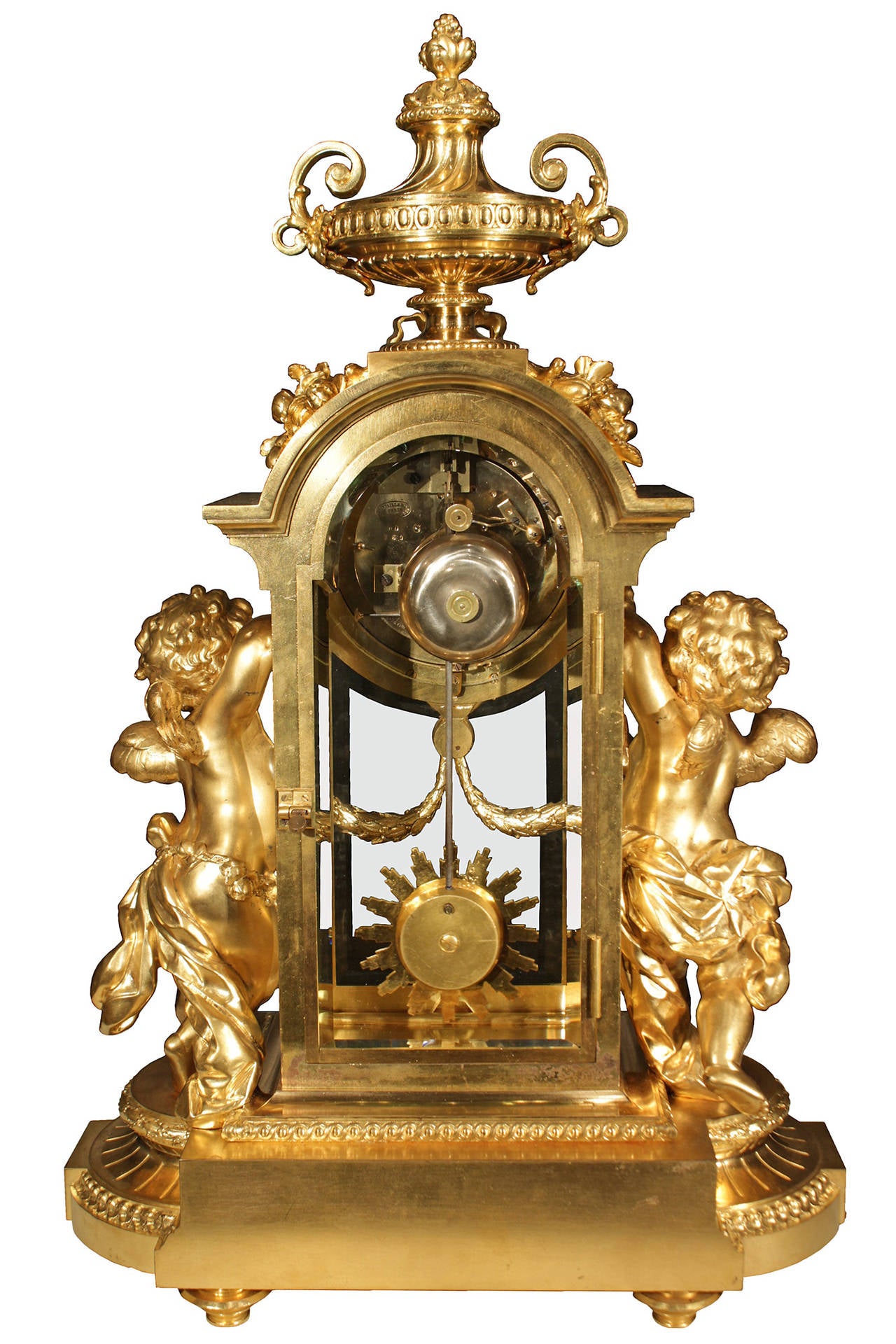 French 19th Louis XVI Style Ormolu Clock by Victor Paillard and Romain, Paris In Excellent Condition In West Palm Beach, FL