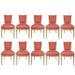 Set of Ten French Early 19th Century Louis XVI Style Patinated Dining Chairs 9