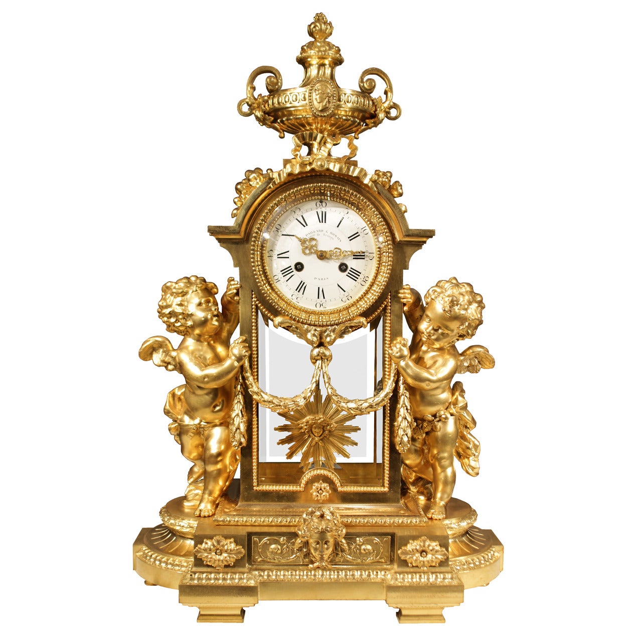 French 19th Louis XVI Style Ormolu Clock by Victor Paillard and Romain, Paris