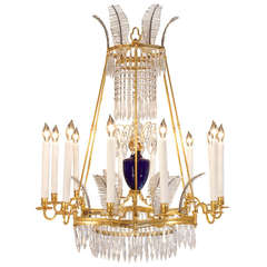 Russian 19th Century Neoclassical Style Crystal and Ormolu Chandelier