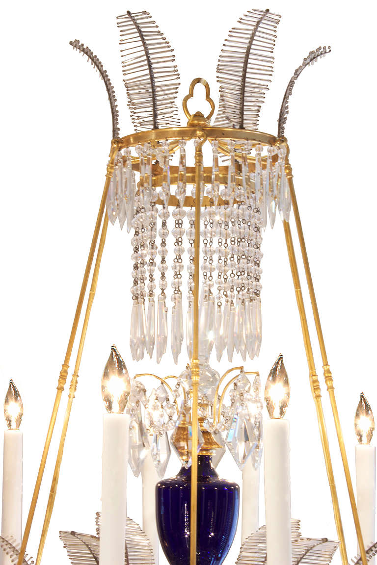 Russian 19th Century Neoclassical Style Crystal and Ormolu Chandelier 2