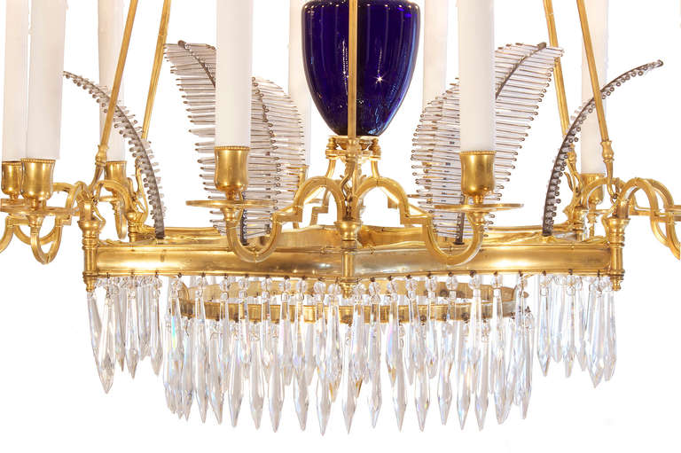 Russian 19th Century Neoclassical Style Crystal and Ormolu Chandelier 1
