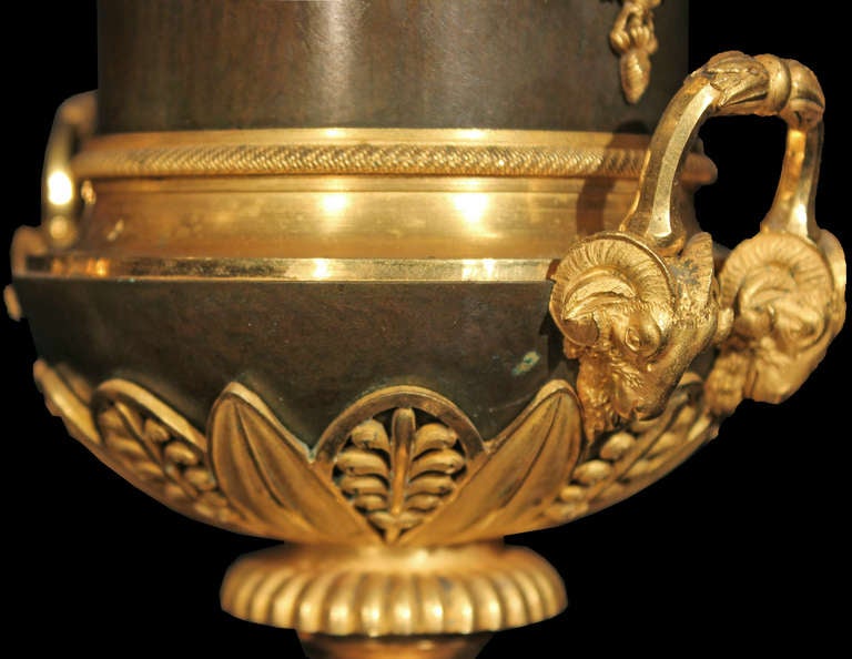 First Empire French 1st Empire period circa 1805-1810 patinated bronze urns