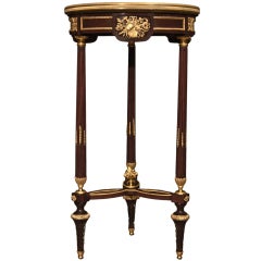 Antique French 19th century Louis XVI st. solid mahogany and ormolu side table