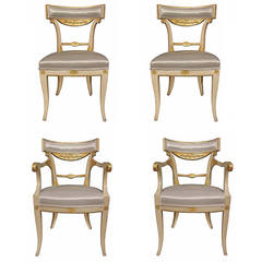 Italian Early 19th Century Neoclassical Style Patinated and Giltwood Chairs