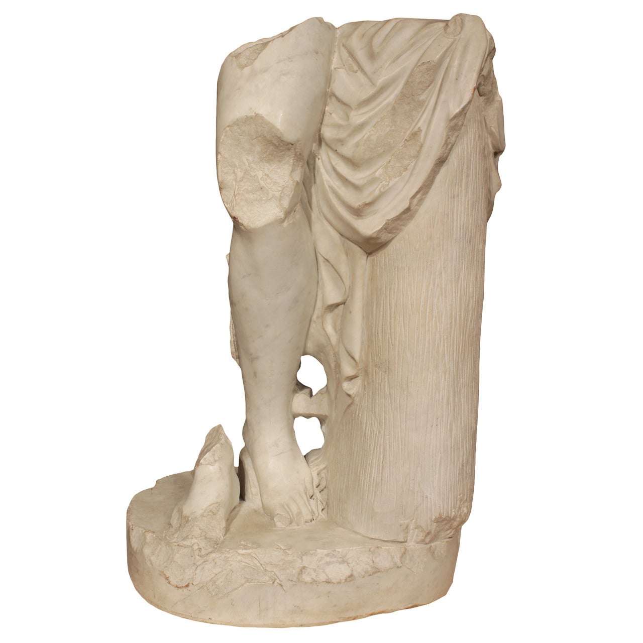 Italian 18th Century White Carrara Marble Statue Of A Roman Warrior For