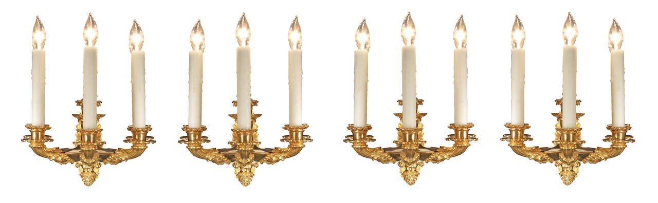 Set of Four French 19th Century Charles X Period Ormolu Sconces 2