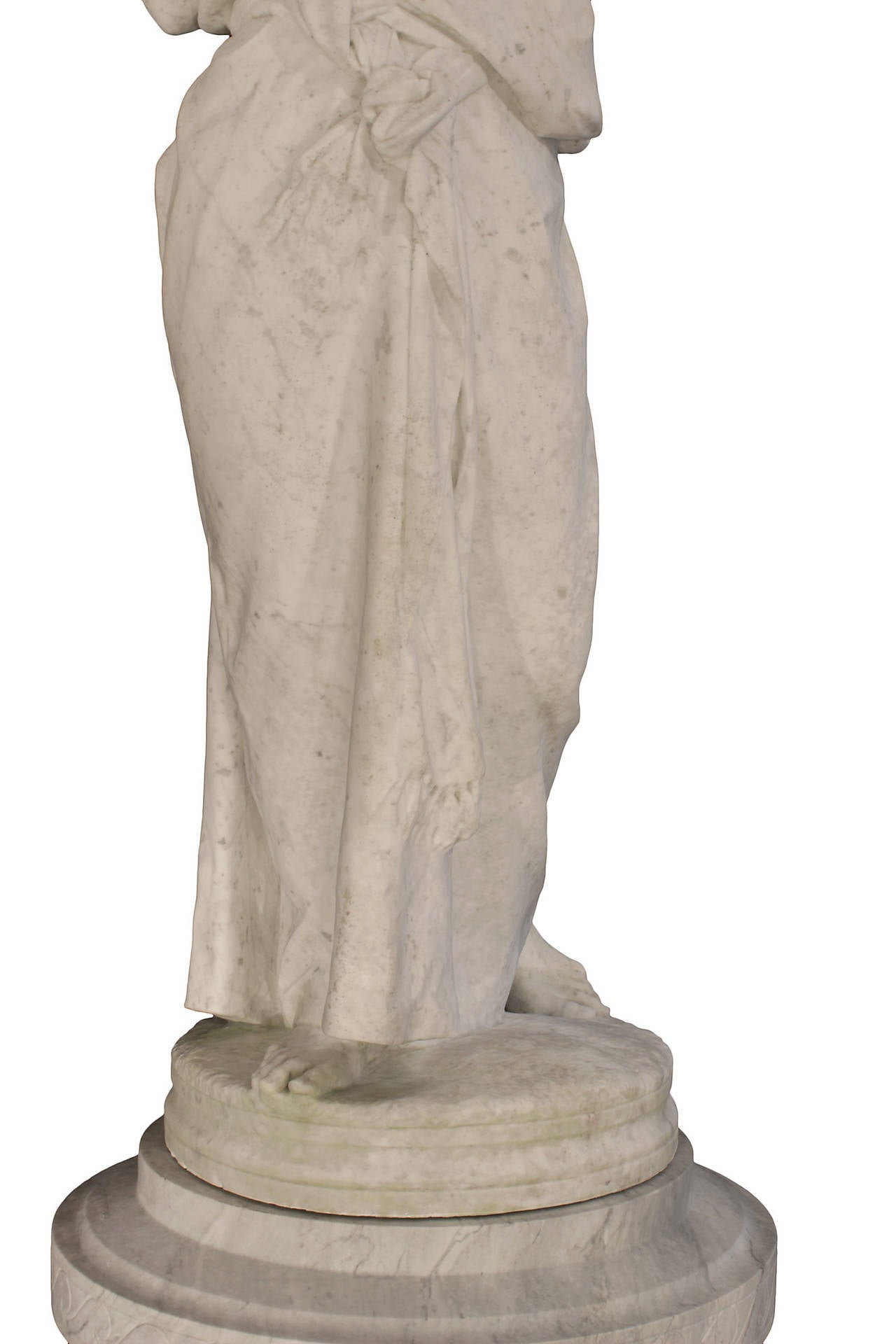 Italian 19th Century White Carrara Marble Statue Signed A Lazzarini For
