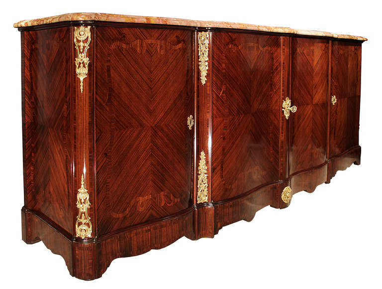 French 19th Century Louis XV st. Four Door Kingwood Buffet