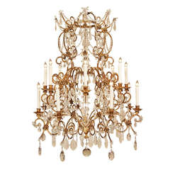 Italian Mid 19th Century Louis XV st. Gilt Metal and Crystal Chandelier