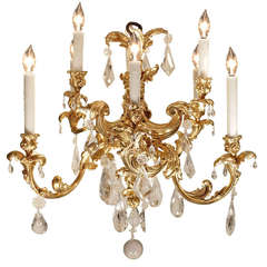 French 19th Century Louis XV St. Ormolu And Rock Crystal Eight Light Chandelier