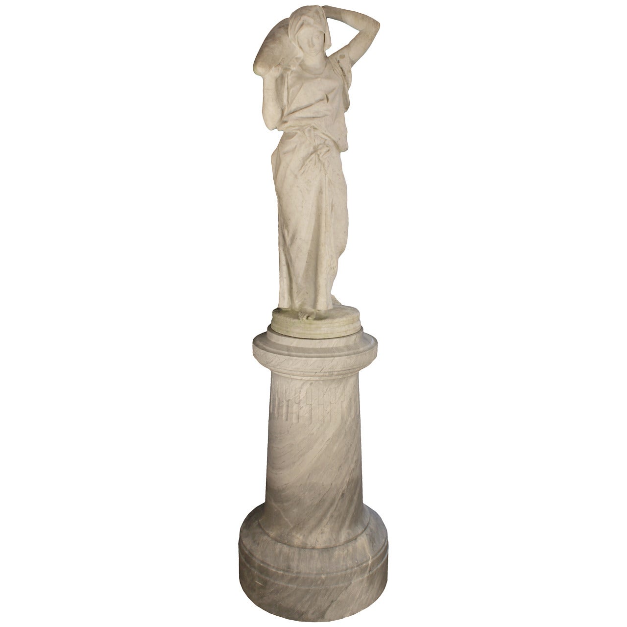 Italian 18th Century White Carrara Marble Statue Of A Roman Warrior For Sale at 1stdibs