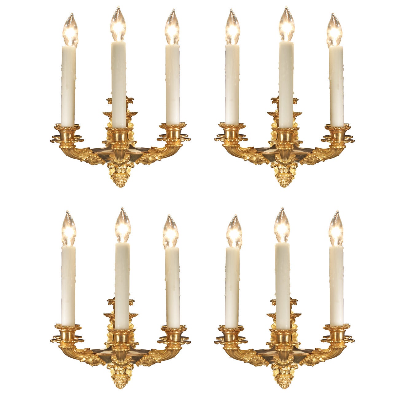 Set of Four French 19th Century Charles X Period Ormolu Sconces
