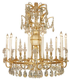 French 19th Century Baccarat Crystal and Ormolu, Twelve-Light Chandelier