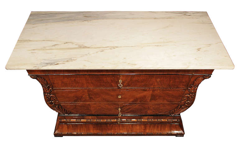 Italian 19th Century Neo-classical Style Five Drawer Walnut Chest from Turin In Excellent Condition In West Palm Beach, FL