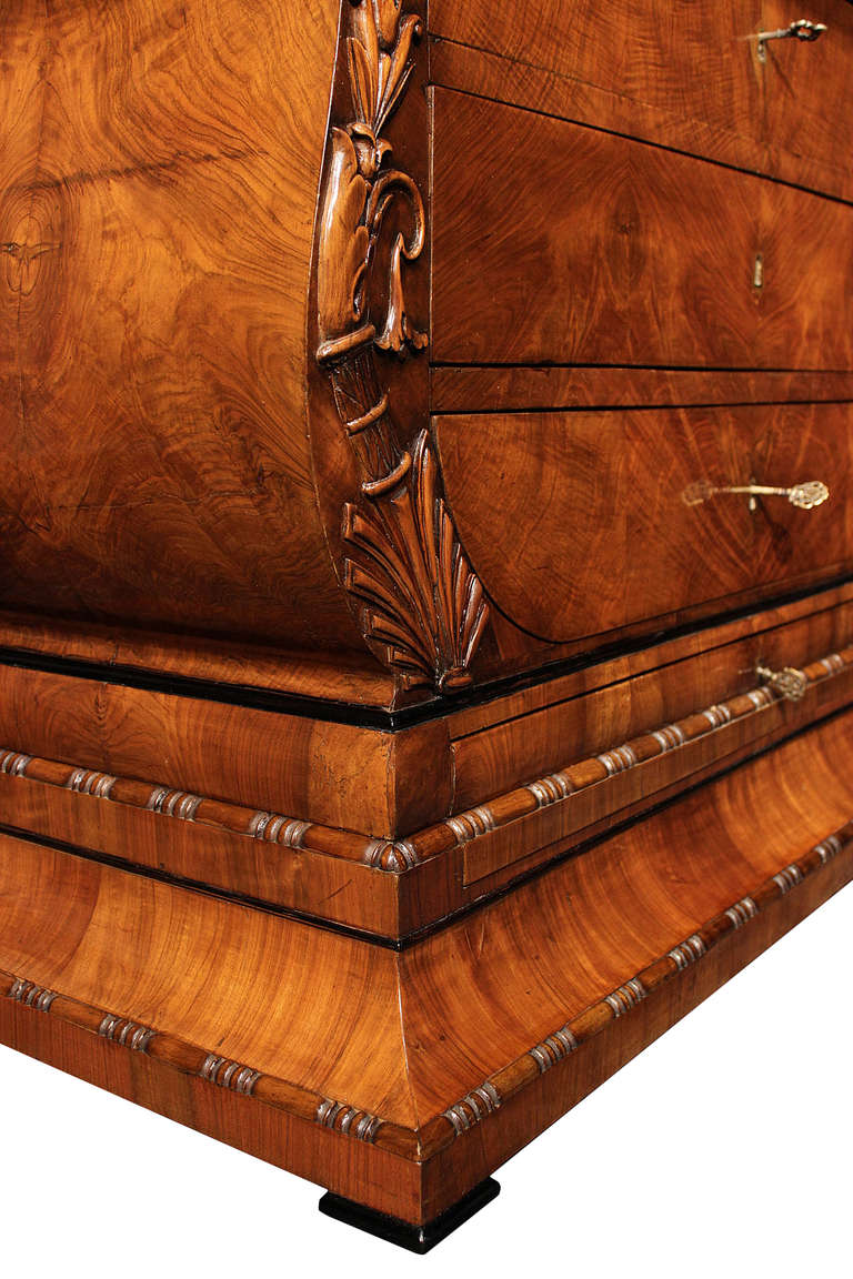 Italian 19th Century Neo-classical Style Five Drawer Walnut Chest from Turin 1