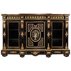 Antique French 19th Century Napoleon III Period Boulle Ebony Cabinet