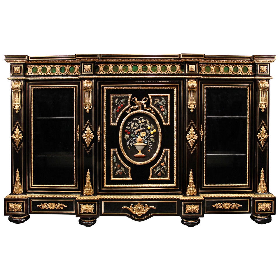 French 19th Century Napoleon III Period Boulle Ebony Cabinet