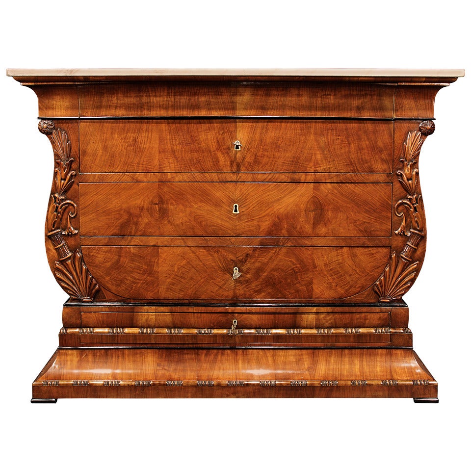Italian 19th Century Neo-classical Style Five Drawer Walnut Chest from Turin
