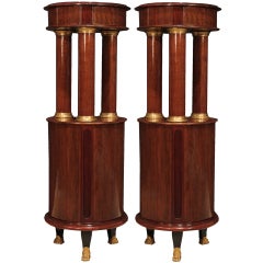Pair of French Mid-19th Century Empire Style Mahogany and Ormolu Pedestals 4