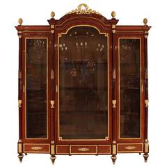 French 19th Century Louis XVI Style Mouchette Mahogany and Ormolu Vitrine