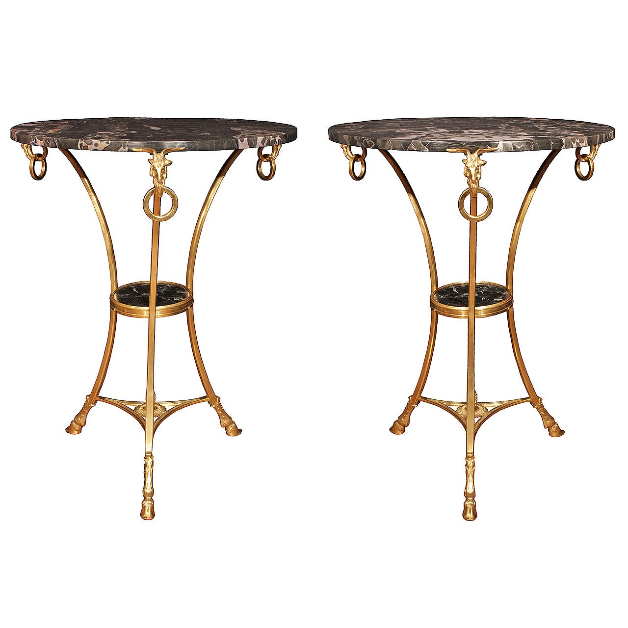 French 19th Century Louis XVI Style Ormolu and Marble Guéridons