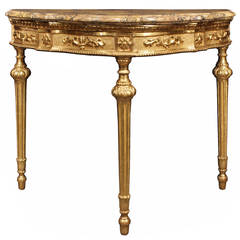 Italian Mid-18th Century Louis XVI Period Giltwood and Marble Console Table 4
