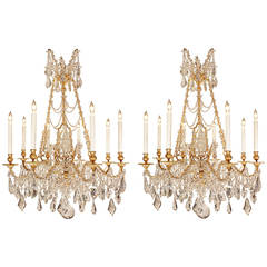 Antique French Mid-19th Century Louis XVI Style Ormolu and Baccarat Crystal Chandeliers
