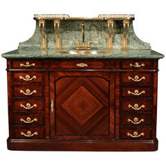 French 19th Century Louis XVI Style Kingwood and Marble Cabinet-Lavabo 11