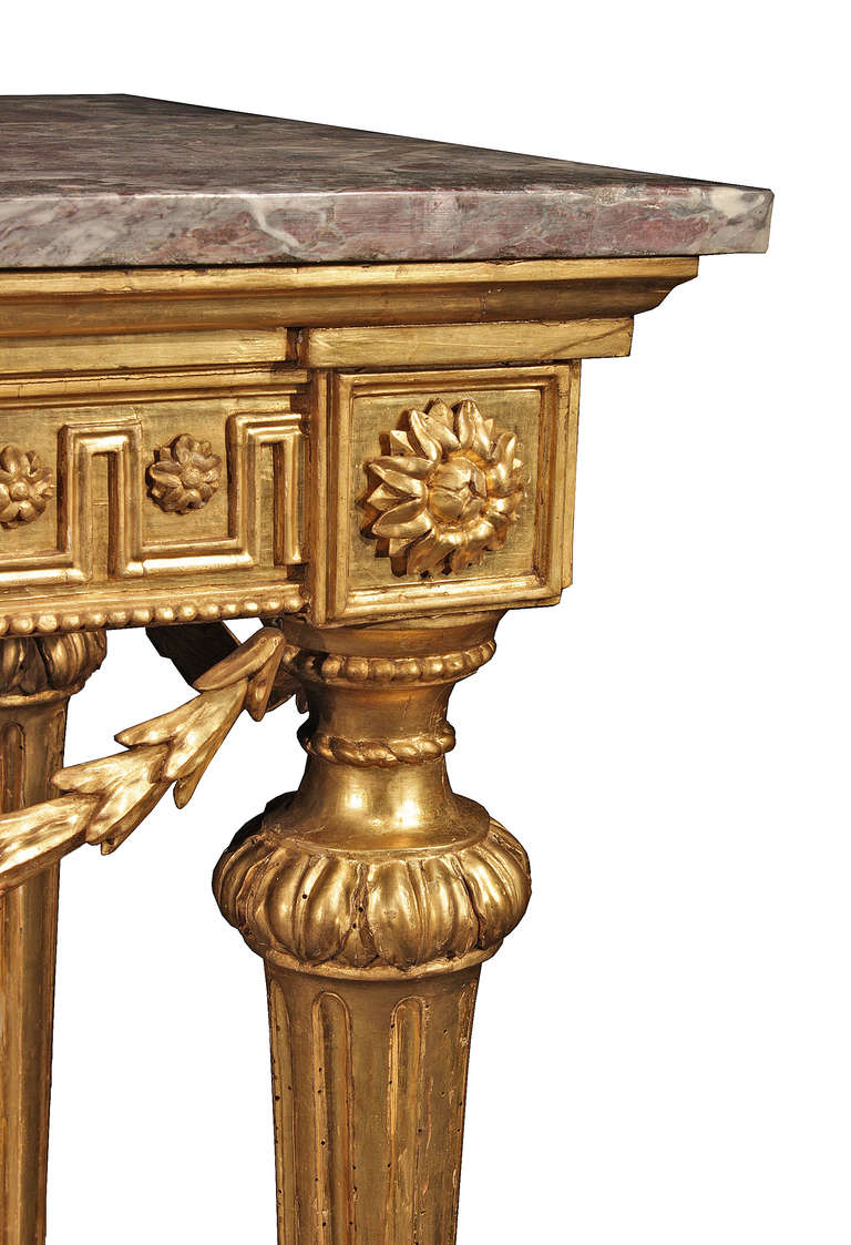 18th Century Louis XVI Period Giltwood and Marble Console In Excellent Condition In West Palm Beach, FL