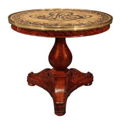 French 19th Century Mahogany and Stone Top Center Table