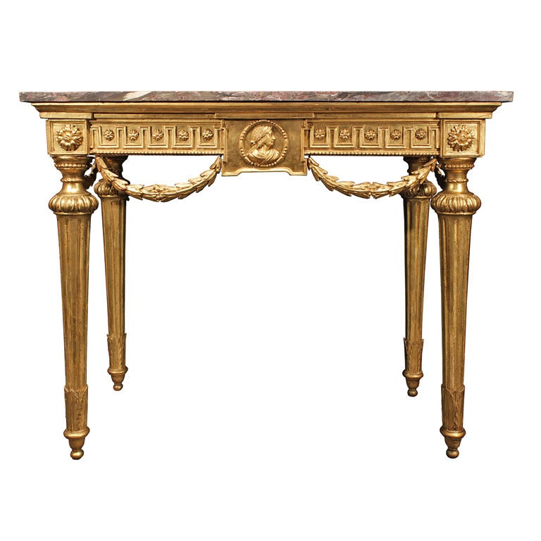 18th Century Louis XVI Period Giltwood and Marble Console