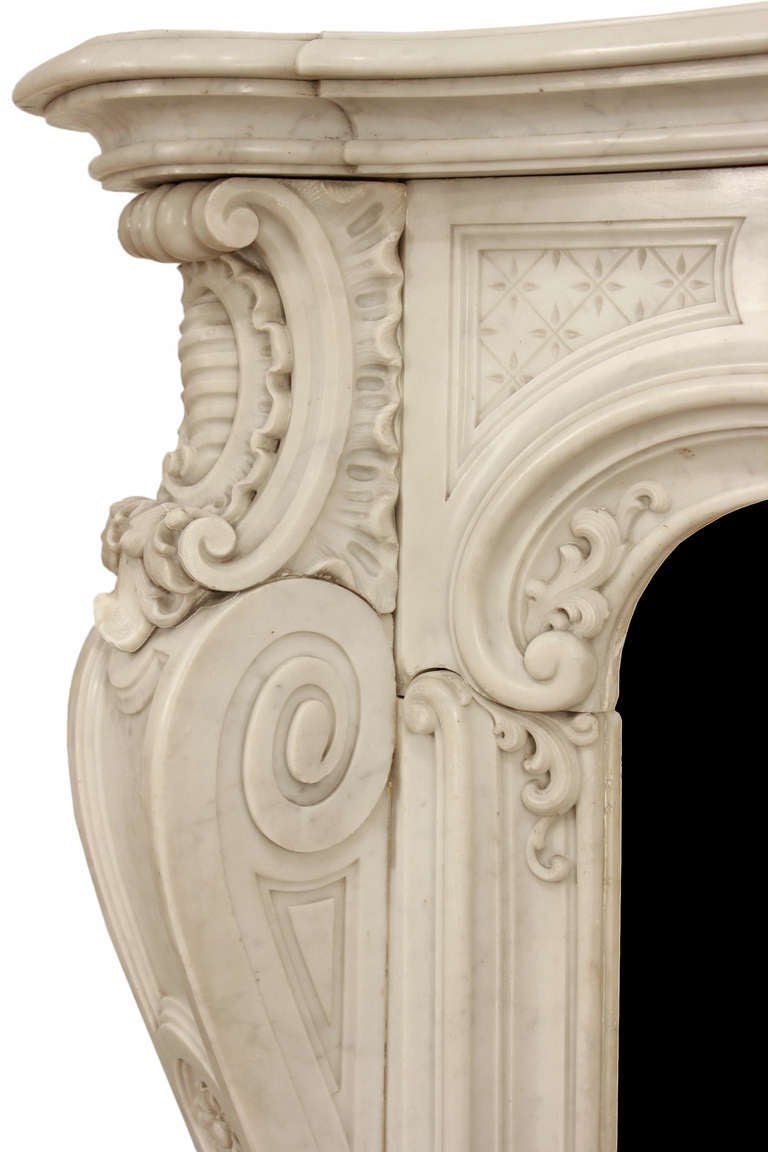 19th Century French ca. 1830 Louis XV Style White Carrara Marble Mantel