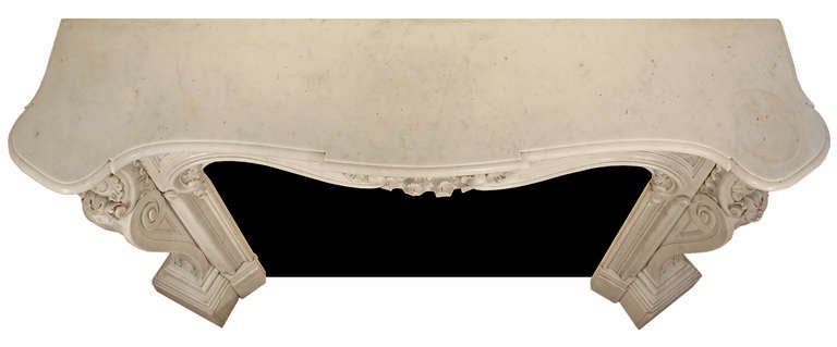 French ca. 1830 Louis XV Style White Carrara Marble Mantel 3