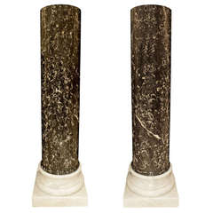 Pair of Italian 19th Century Solid Marble Classical Columns