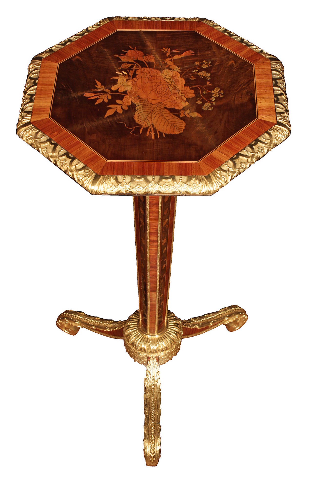 French 19th Century Louis XVI Style Walnut and Ormolu Side Table 1