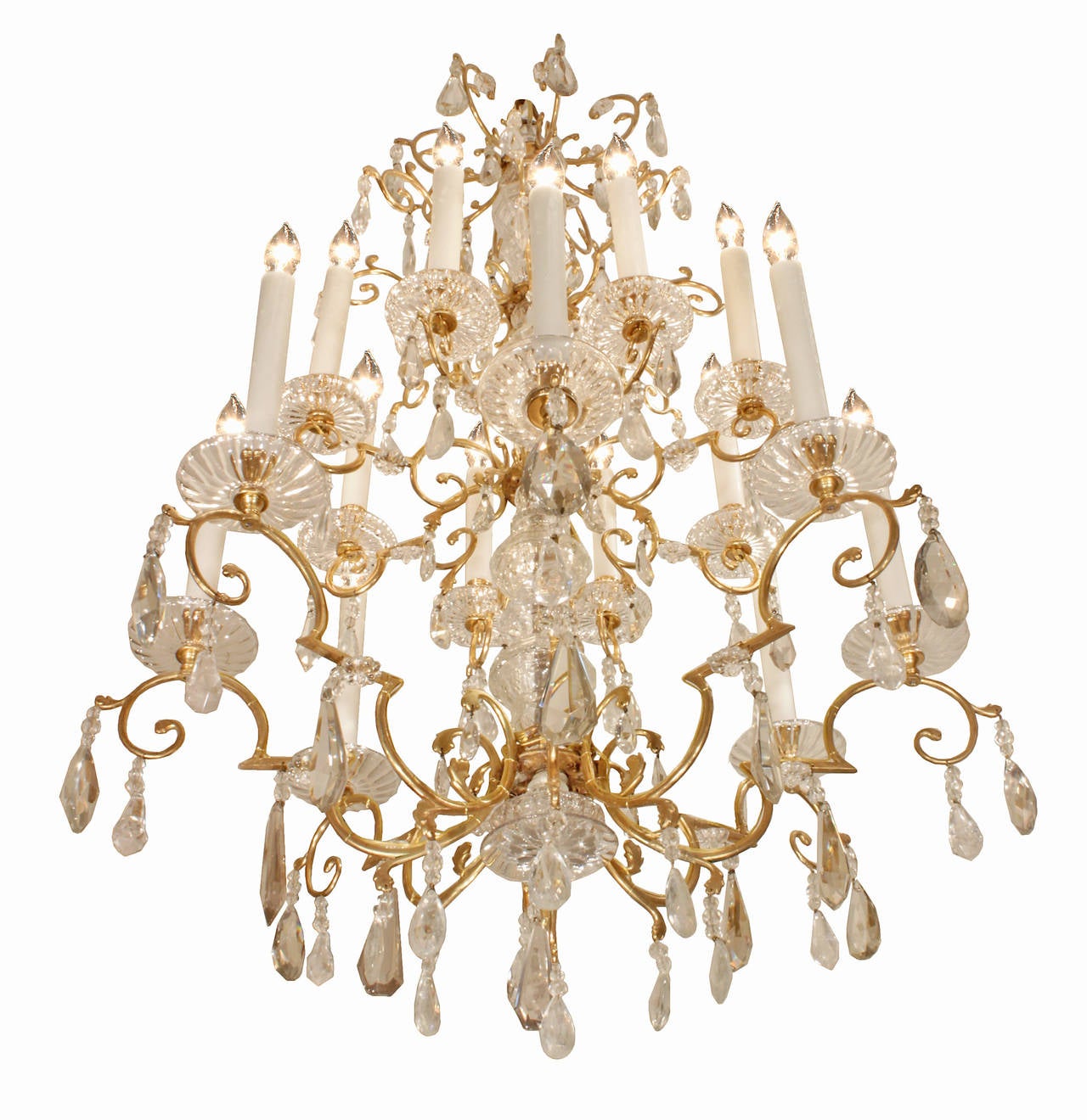 French 19th century Louis XVI Style Baccarat and Rock Crystal Chandelier 1