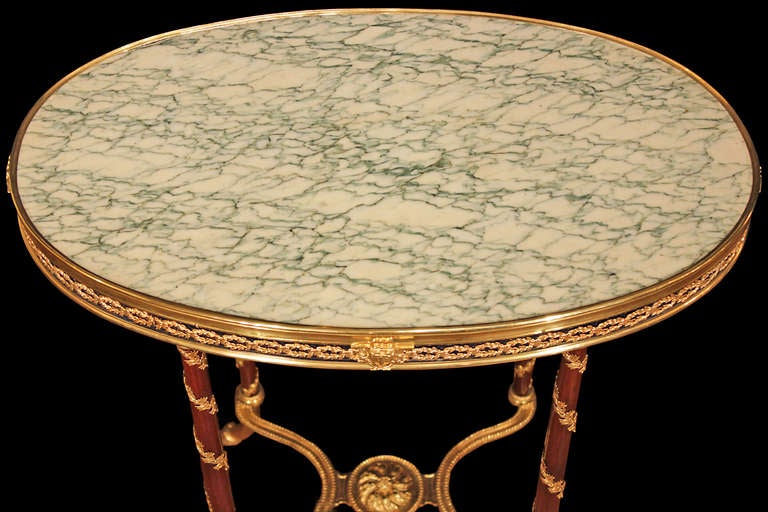 French 19th century Louis XVI st. mahogany and ormolu side table 1