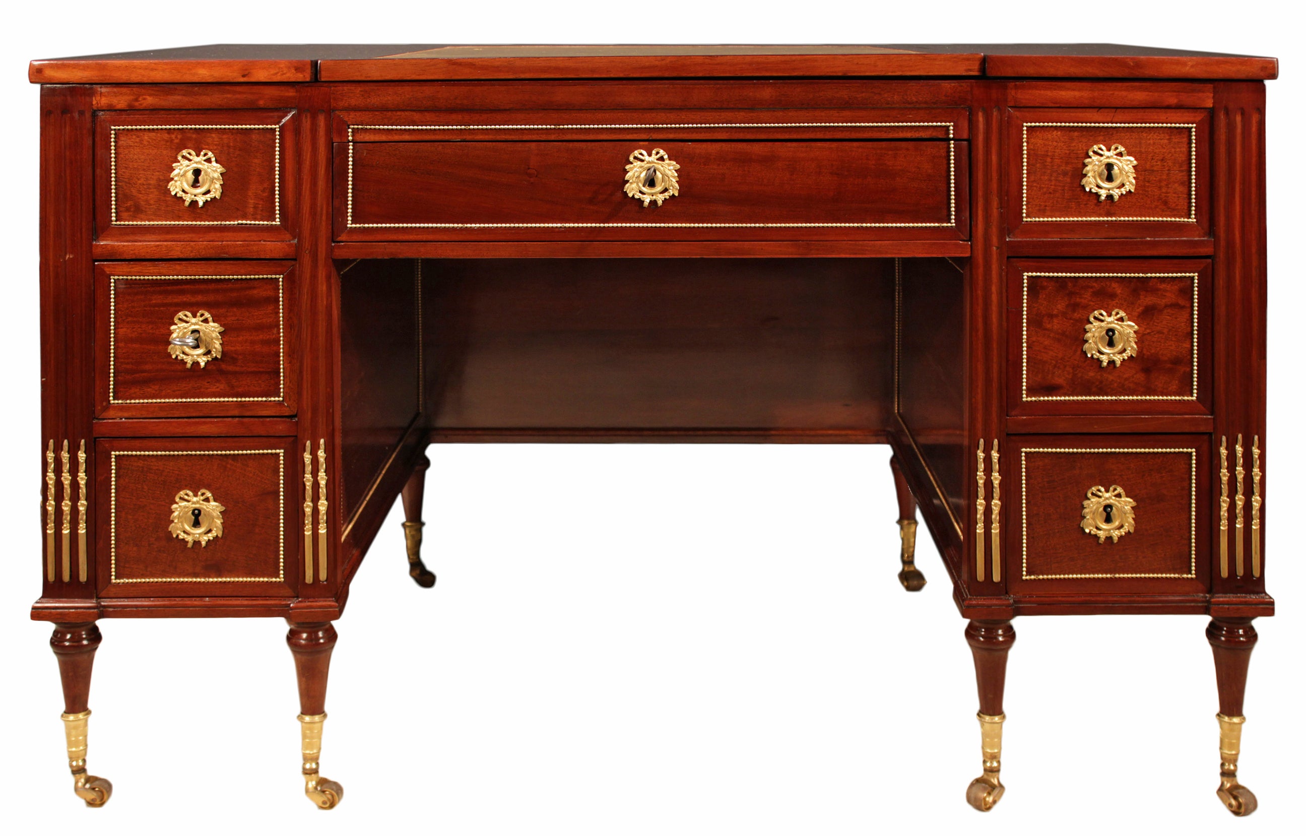 French 18th century  Louis XVI period mahogany and ormolu vanity/desk